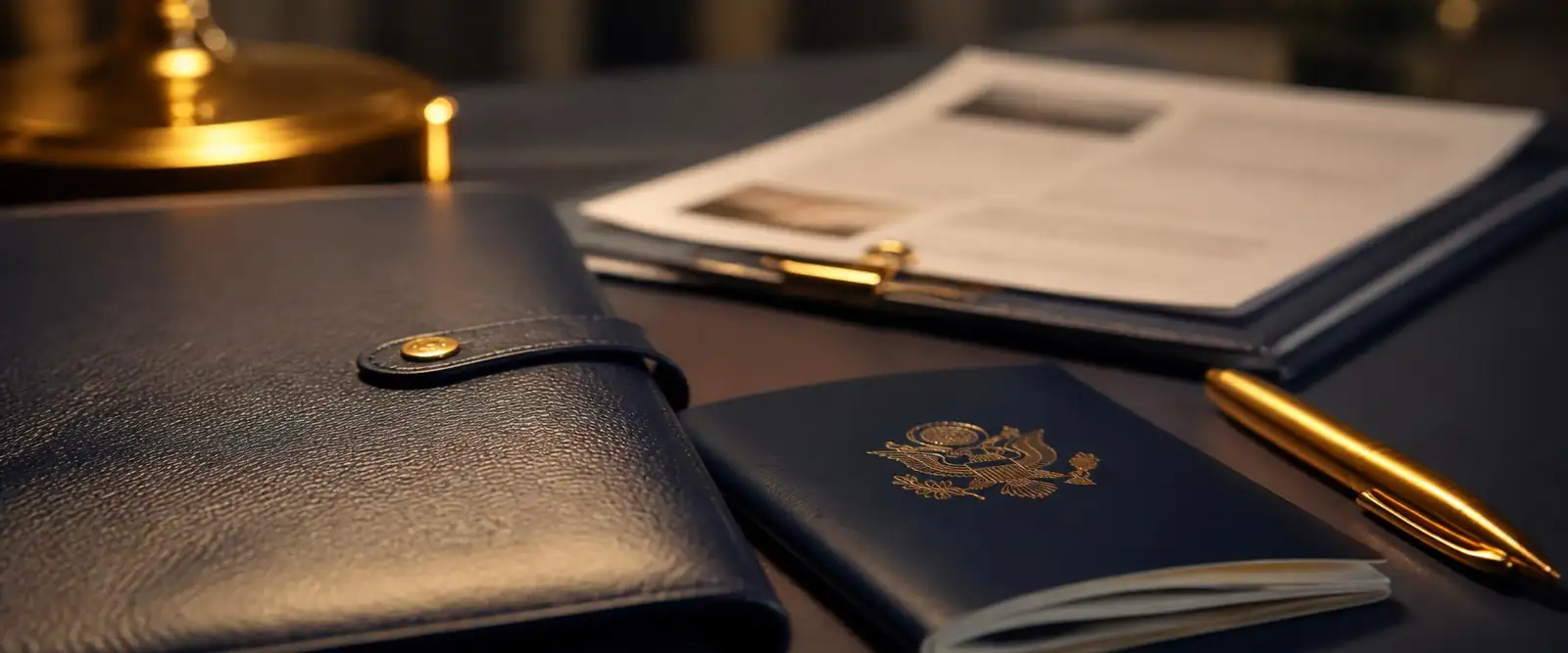 Immigration documents on a professional desk